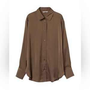 H&M shirt with a sheen long sleeves dark green